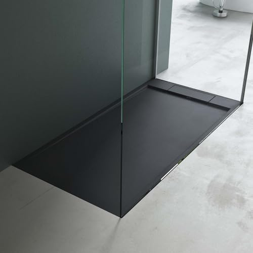 Mai & Mai Duschwanne 80x160x4cm Duschtasse aus Mineralguss Mineralgusswanne Anthrazit Matt inkl. Ablaufgarnitur06 Geoma04