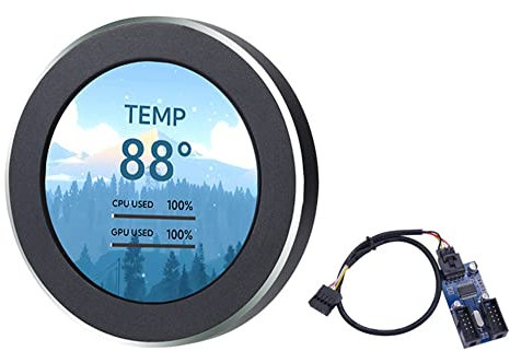 Louttary 2.1 inch IPS Secondary Screen 480X480 USB Water-Cooled Round LCD Display CPU GPU RAM HDD Monitoring Black