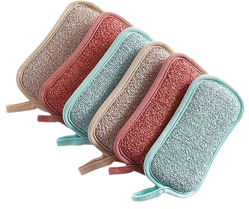 PartyKindom 6pcs Reusable Dishcloth Cleaning Sponge Kitchen Scrub Tools Convenient Daily Use Scrub Sponges Household Dish