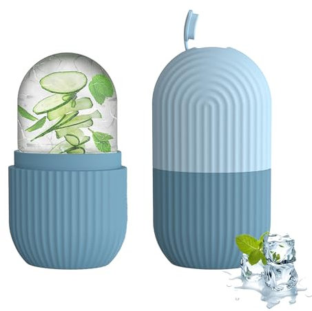 Rullo di ghiaccio per il viso, per restringere i pori, antirughe, ridurre il gonfiore, migliorare l'elasticità della pelle, un massaggiatore per il viso per tutti i tipi di pelle (Blu)