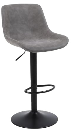 Ermnois Barhocker, schwenkbare Thekenhocker mit Rückenlehne, verstellbare Moderne Barstühle, hoher Stühle armloser PU Leder Kücheninselhocker,Grau
