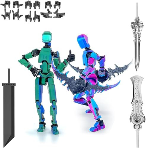 RuiDay T13 Action Figure, 2/3/4pcs Figurine d'action Titan 13, Figurines d'action Multi-Articulations Lucky 13, Dummy 13 Figurine, Décoration de Bureau (2PCS D)