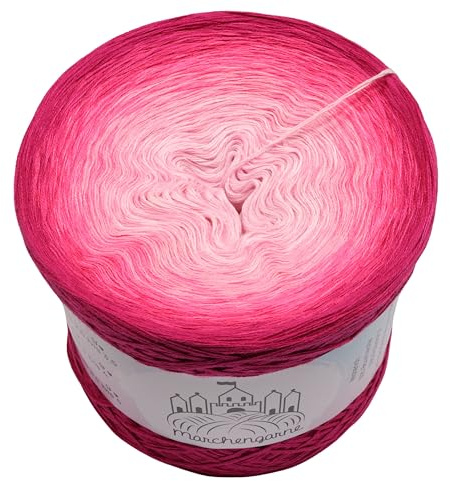 Farbverlaufsgarn Fruchtbombe 4 oder 3 fädig Bobbel Wolle häkeln stricken (Fruchtbombe - Hot Pink außen, 4 Fach - 300g/1140m)