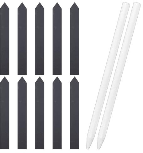 TYGFRT 10 Pieces of Plant Labels, 2 Soapstone Pens, Black Slate Labels, Plant Insert Labels, Plant Marking Plates, Garden Label Inserts, Suitable for Vegetable Gardens and Orchards