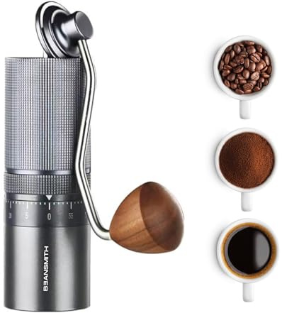 Molinillo de café manual M1, ajuste externo de 60 engranajes, rebaba cónica de acero inoxidable de 7 estrellas, capacidad de 30 g: perfecto para espresso, prensa francesa, turco, infusión fría -