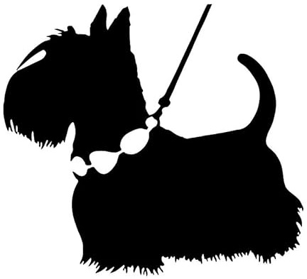 JIFENLI Autoaufkleber 14,2X12,9CM Niedliche Scottish Terrier Hund Welpe Haustier Tier Vinyl Aufkleber Auto Aufkleber Schwarz/Silber