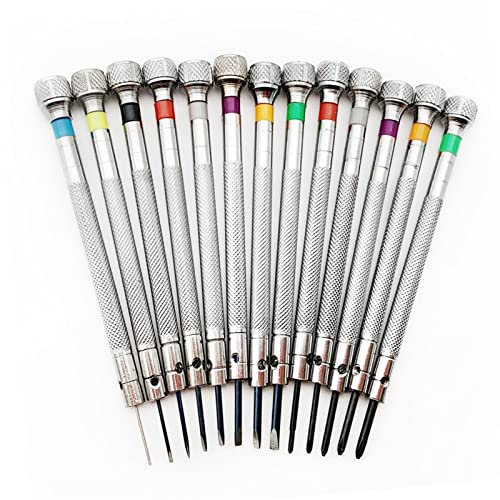 ASerZenith HQ 0,6 mm-2,0 mm 13 Pezzi Set di cacciaviti da orologiaio Occhiali da Orologio Lama Piatta Parti di Orologi Strumento e Kit di Riparazione Kit di Strumenti per la Riparazione di Orologi