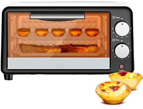 9L 650W Four Electrique, Mini four électrique, Four électrique Posable avec Fenêtre de Visualisation, avec Grille et Plateau,Thermostat Réglable Jusqu’à 230° C, Tournebroche, Minuteur 60 Min (9L)