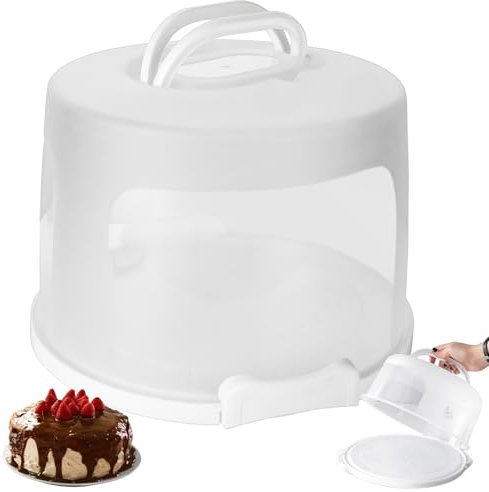 ASelected Kuchen Transportbox rund Tortenglocke Durchmesser 30 CM Höhe 16 CM Kuchenträger mit Haube und Griff Dessertbehälter Kuchenzubehör Hochzeit Party