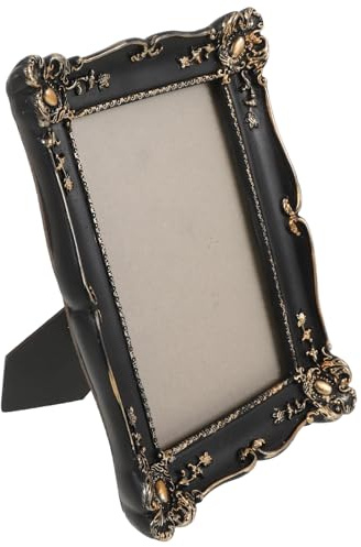 Zerodeko Marco de Fotos Relieve Decorativo Estilo Europeo en Resina Negra Vintage para Pared y Escritorio, para Dormitorios y Exhibición Elegante