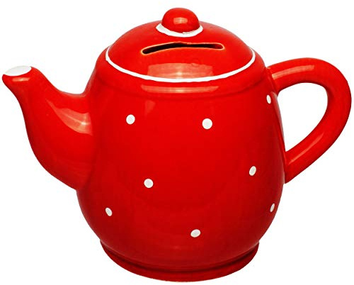 alles-meine.de GmbH große Spardose - Kaffeekanne/Teekanne - stabile Sparbüchse - aus Porzellan/Keramik - mit Verschluss - Sparschwein - für Kinder & Erwachsene/lustig witzi..