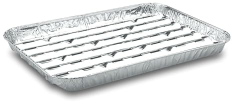 VEPATIM 25x Alu-Grillschale eckig 34,4×22,4 cm – Rauchschlitzen | Einwegschale Grill