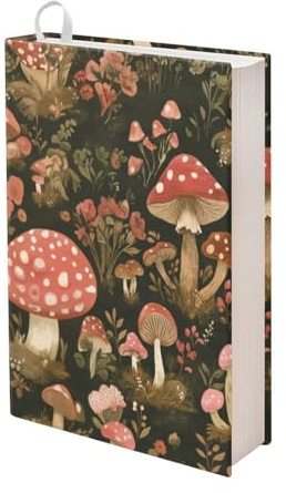 Dolyues Mushrooms Buchhülle, dehnbar, Taschenbuch, Buchumschlag mit Leseband und waschbarem Stoff, Buchschutzhülle, Größe 24,9 x 40,9 cm