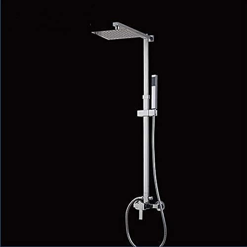 XFZJCHAP Kit de Grifo de Ducha, Acabado Cromado, Montaje en Pared, Juego de Ducha de Lluvia Grande de 8 Pulgadas, Grifo Mezclador, Ducha de baño con Ajuste de Altura, Juego de Ducha de Mano