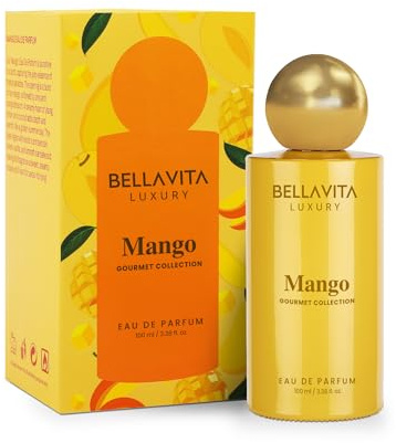Bellavita Luxury Mango Eau de Parfum | 100 ml (3.4 fl.oz.) | Perfume for Men and Women | Gourmet, Mango, Ylang, and Siam Benzoin Notes | Women's Day Special