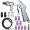 Kit De Pistola De Chorro De Arena Con Aire Comprimido, Kit De Pistola De Chorro De Arena Con Manguera De Goma De 1 M Con Boquillas De Diferentes Calibres Y Un Racor De ConexióN De Aire Para Chorro