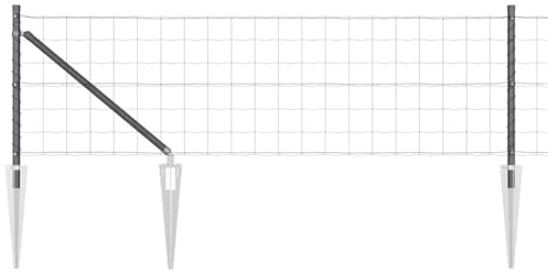 vidaXL Stängsel med stolpe Grå 0,4 x 10 m Stål och PVC, Trädgårds- och terrassstaket, moderna utomhuspaneler, hållbart skydd, stiligt avskildhet, praktisk set