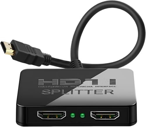 HDMI Splitter 1 in 2 Out 4K with Audio Synchronization, HDMI Splitter for Dual Monitors Mirror Display Laptop for MacBook PC Desktop,