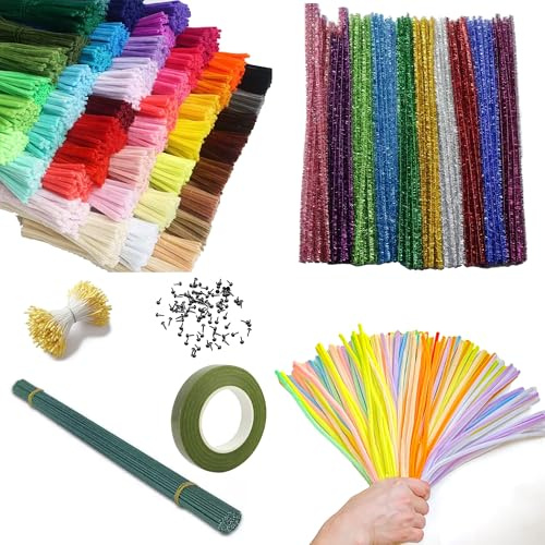 300 Stück Chenilledraht 30 Farben Pfeifenputzer Bunt zum Basteln, Pfeifenputzer Lang 30cm X 7mm Pipe Cleaner Basteln für Kunst, DIY Handwerksprojekte
