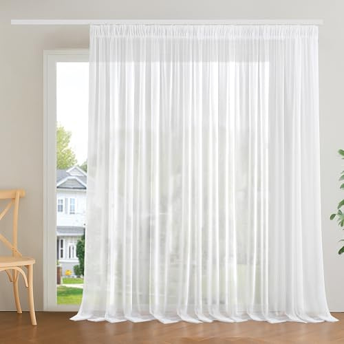Deconovo Tende Trasparenti con Volant 1 Pezzo in Voile Tende Morbide e Decorative per Interni Soggiorno e Camera da Letto Moderna 280x160 CM Bianco