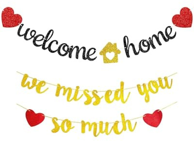 FUGLUS Benvenuto Home Banner, Bentornato a Casa, Striscione Bentornato, Decorazione Addobbi per Famiglia Festa