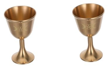 Alipis 2 Pièces Gobelet Cuivre Vintage avec Pentagramme Coupe Cérémonielle Décorative pour Rituels et Offrandes pour Pratique Bouddhiste Cérémonies Religieuses