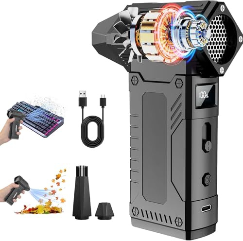 600000RPM &20000mAh Compressed Air Duster, 8 Gear Adjustable Electric Air Duster with HD Display,Rechargable Air Blower with Brusheless Motor,Jet Dry Blower Replace Air Can for PC, Keyboard Cleaning