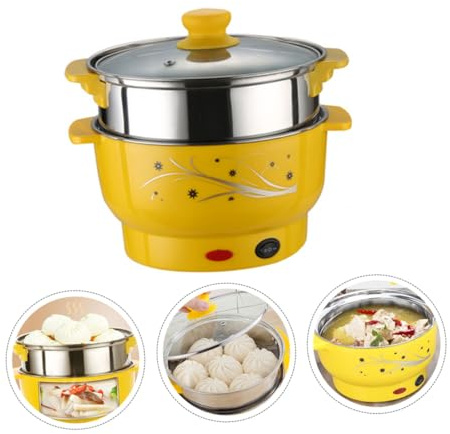 STOBAZA Pentola a Vapore Multifunzionale in Acciaio Acciaio Inossidabile 20 Cm Con Vaporiera Integrata, Caldaia Di Cottura Domestica Compatta Per Cucina e Ufficio