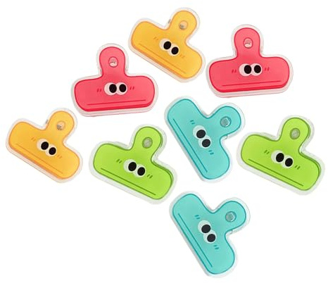 MOTHNUR 8 pièces Lot de Pinces à Documents Plastique Colorées Clips Décoratifs Multifonctions pour Bureau École Maison Protection de Papiers et Sachets Alimentaires Couleur Aléatoire