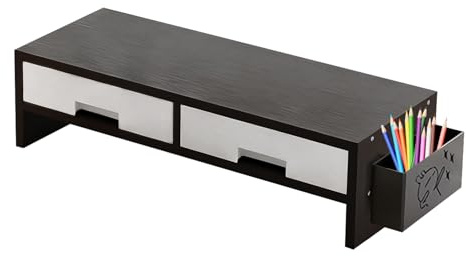 Desk Monitor Stand Riser, Double Drawer Ergonomic Organizer, Computer Desk Monitor Stand, for Home Offices Study Bedroom Room Desktop Friends Indoor
