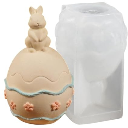 Molde de Conejo de Pascua,Desmolde Fácil Divertido Reutilizable,Moldes De Huevo De Pascua Y Formas De Silicona - para Velas Jabón Yeso Resina Epoxi Decoración del Hogar