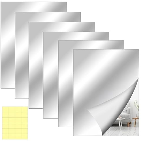 LERANXIN 6 Stück Spiegelfliesen Selbstklebend, 20 x 30cm Klebespiegel für Schrank, Acryl Spiegelfolie Wandspiegel für Badezimmer, Schlafzimmer und Flure