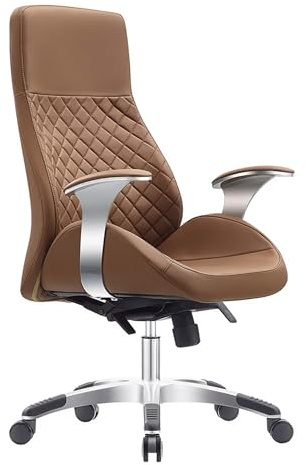 Vivol Bologna Fauteuil de Bureau Cognac - Chaise de Bureau Design - Confortable Chaise de Bureau en Simili Cuir - Disponible en 2 Couleurs différentes