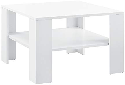 [en.casa] Couchtisch 60x60x40cm mit Ablage Tisch Beistelltisch Wohnzimmertisch Sofatisch Weiß