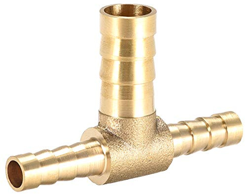 sourcing map 6X10X6mm Messing Schlauchreduzierer Fitting T 3 Wege Widerhaken Stecker