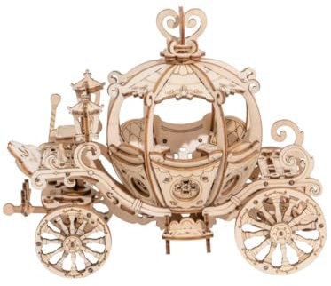 Robotime 3D Puzzle Holzbausatz Pumpkin Cart, 182 Teile, Größe: 15,5 x 7,0 x 11,5 cm, TG302