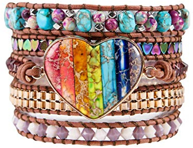 YGLINE Handmade Leather Wraps Bracelet Beads Yoga Bracelets Gemstone Healing Bracelets