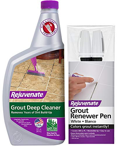 Rejuvenate Grout Deep Cleaner - Cleaning Formula Instantly Removes Years of Dirt Build-Up to Restore Grout to The Original Color (32oz) & White Grout Restorer Marker Pens