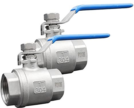 VAV Kugelhahn, 1 Zoll, Full Port, 304 Edelstahl, Gas, Wasser und Öl, Standardanschluss mit Vinyl-Griff, NPT Innengewinde, Unibody, Hebel, 2 Stück