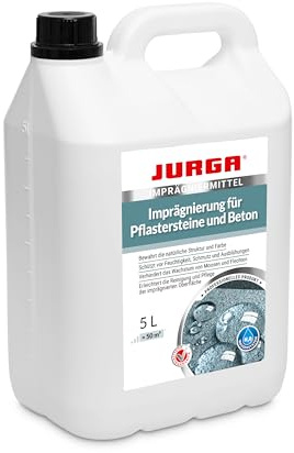 JURGA Pflasterstein & Beton Versiegelung und Imprägnierung, für Außen, Lösemittelfrei, Geeignet für Bordsteinen, Gehwegplatten, Betonzäunen, Fundamenten, Kanister 5L