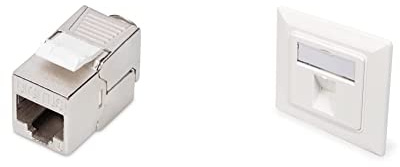 DIGITUS Keystone-Modul Cat-6 Geschirmt - RJ45-Buchse - 250 MHz 1GBase-T - AWG 26-22 & Anschlussdose Für Keystone-Modul - 1 Port - Auslass 45° Gewinkelt - Mit Staubschutz-Kappe - Weiß