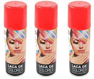 PLUS HOME Pack 3 Laca de Pelo Color de 125ml - Spray Colores para Cabello Rápida coloración, Lavable