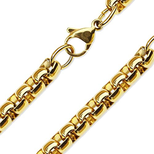 Treuheld® Venezianerkette mit runden Gliedern | Farbe: gold | Dicke: 6mm | Länge: 49cm