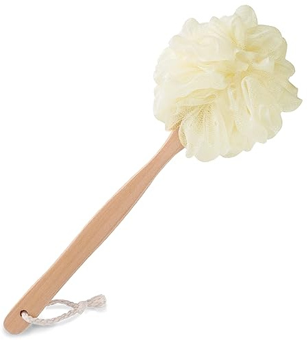 Large Bath Puff Loofah Sponge, Bath Body Back Brush, Shower Luffa mit Griff Luffa Schwamm Set Badeschwamm Duschschwamm, Peelingschwamm für Männer Frauen (weiß)