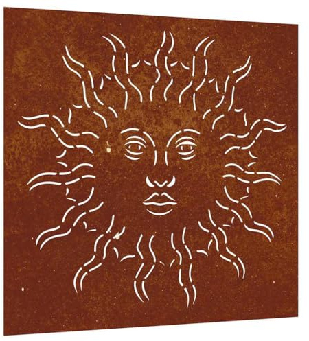 vidaXL Garten-Wanddeko 55x55 cm Cortenstahl Sonne-Design