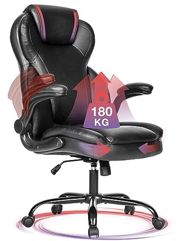 Fantasylab Bürostuhl 180KG Chefsessel Bürostuhl Stoff Schreibtischstuhl Ergonomischer Drehsessel XXL Office Chair, Schwarz