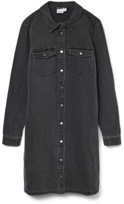 VERO MODA Kvinnlig jeansklänning VMJENNIE kort klänning, Svart denim, XS