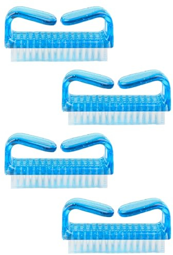 Nagelbürsten mit Griff, 4 Stück, Nagel-Fingerspitzen-Reinigungsbürste mit einfachem Griff, Nagelkunst-Staubreinigungsbürsten für Fingernägel und Zehennägel, blau