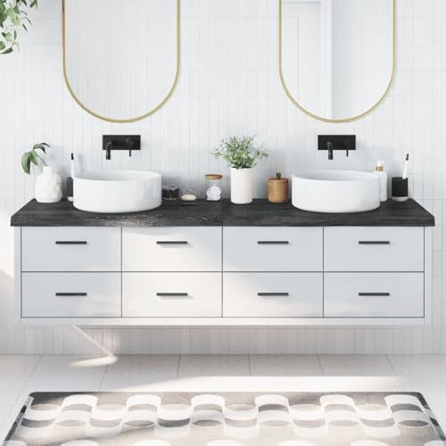 ZEYUAN Waschtischplatte Dunkelgrau 200x60x6 cm Massivholz Behandelt, Arbeitsplatte, Holzplatte, Schreibtischplatte, Waschtischplatte, Küchenarbeitsplatte - 3156272