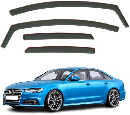 Set mit 4 Windabweisern, kompatibel mit Audi A6 S6 4-Türer Limousine Limousine 2012 2013 2014 2015 2016 2017 Modelle.